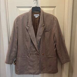 Classic Houndstooth Blazer Set with Gold Accents